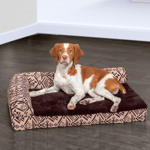 FurHaven Southwest Kilim Memory Foam Deluxe Chaise Dog & Cat Bed, Desert Brown, Medium