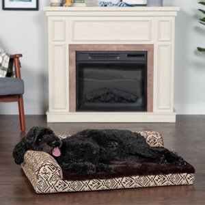 FurHaven Southwest Kilim Memory Foam Deluxe Chaise Dog & Cat Bed, Desert Brown, Large