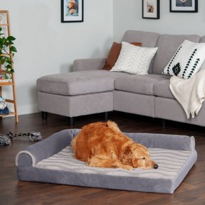 FurHaven Wave Fur & Velvet Memory Foam Deluxe Chaise Dog & Cat Bed, Granite Gray, Jumbo