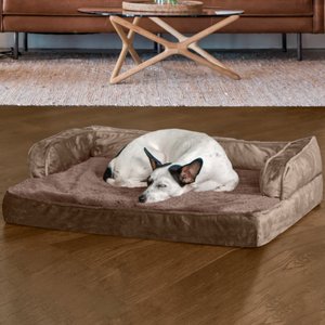 FurHaven Plush & Velvet Memory Foam Comfy Couch Dog & Cat Bed, Almondine, Medium