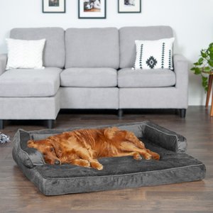 FurHaven Plush & Velvet Memory Foam Comfy Couch Dog & Cat Bed, Dark Gray, Jumbo