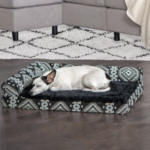 FurHaven Southwest Kilim Cooling Gel Deluxe Chaise Dog & Cat Bed, Black Medallion, Medium