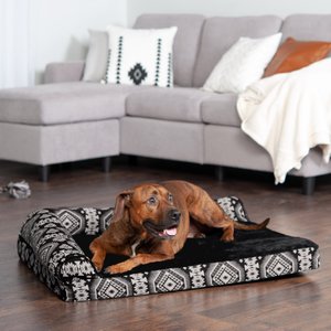FurHaven Southwest Kilim Cooling Gel Deluxe Chaise Dog & Cat Bed, Black Medallion, Large