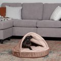 FurHaven Wave Fur & Velvet Cooling Gel Snuggery Dog & Cat Bed, Brownstone, 26-in
