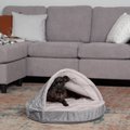 FurHaven Wave Fur & Velvet Cooling Gel Snuggery Dog & Cat Bed, Dark Gray, 26-in