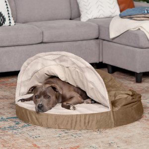 FurHaven Wave Fur & Velvet Orthopedic Snuggery Dog & Cat Bed, Brownstone, 35-in