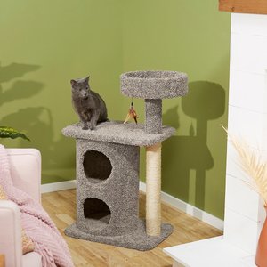 Frisco 41-in Real Carpet Wooden Cat Tree, Gray