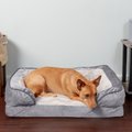 FurHaven Velvet Waves Perfect Comfort Orthopedic Sofa Cat & Dog Bed w/Removable Cover, Granite Gray, Medium