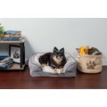 FurHaven Velvet Waves Perfect Comfort Memory Foam Bolster Cat & Dog Bed w/Removable Cover, Granite Gray, Small