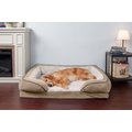 FurHaven Velvet Waves Perfect Comfort Cooling Gel Bolster Cat & Dog Bed w/Removable Cover, Brownstone, Jumbo