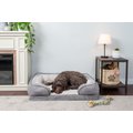 FurHaven Velvet Waves Perfect Comfort Cooling Gel Bolster Cat & Dog Bed w/Removable Cover, Granite Gray, Large