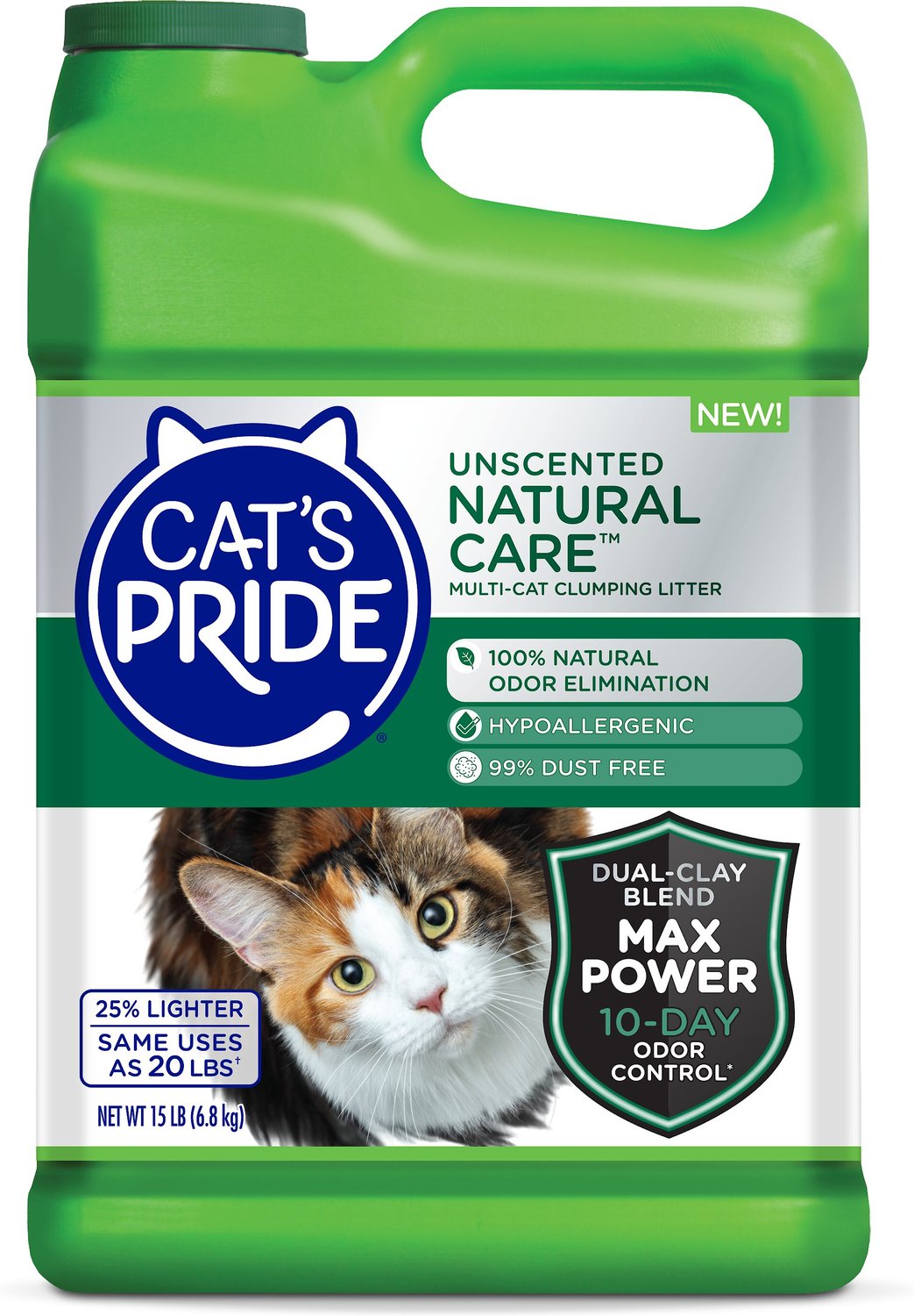 CAT'S PRIDE Natural Care Unscented Clumping Cat Litter, 15lb jug