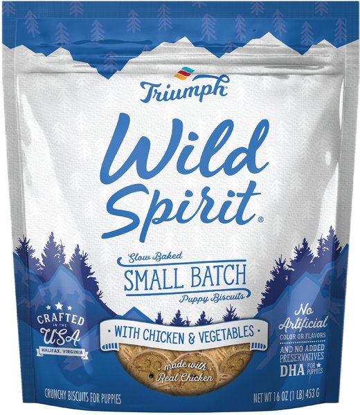 Triumph Wild Spirit Slow Baked Small Batch Puppy With Chicken & Vegetables Biscuits Dog Treats, 16-oz bag slide 1 of 9