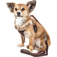 Pet Life Luxe Furracious 2-In-1 Mesh Reversible Dog Harness & Leash, Dark Cocoa Brown, Medium