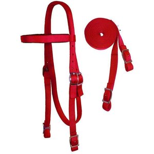 Tahoe Tack Double Layered Draft Nylon Western Horse Headstall & Reins, Draft, Red, Draft