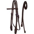 Tahoe Tack Barbwire Leather Western Hand Tooled Horse Browband Headstall & Split Reins, Mahogany, Full