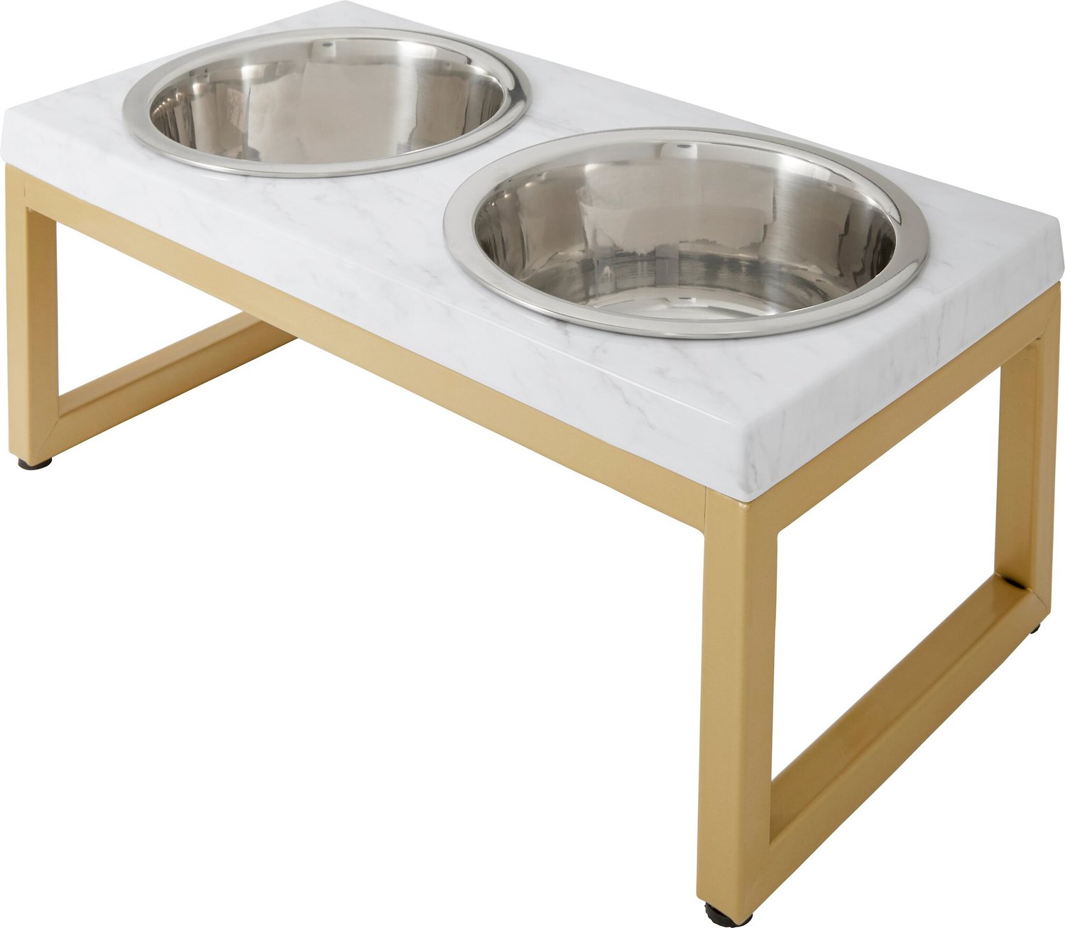 Frisco Marble Print Stainless Steel Double Elevated Dog Bowl