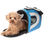 Pet Life Airline Approved Folding Zippered Sporty Mesh Dog Carrier, Blue & Grey, Medium