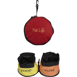 Pet Life Double Food & Water Travel Dog & Cat Bowl, Red