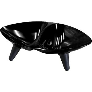 Pet Life Melamine Couture Sculpture Double Food & Water Dog Bowl, Black