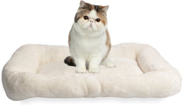 HappyCare Textiles Sleeping Cloud Bolster Cat & Dog Bed, Ivory slide 1 of 5