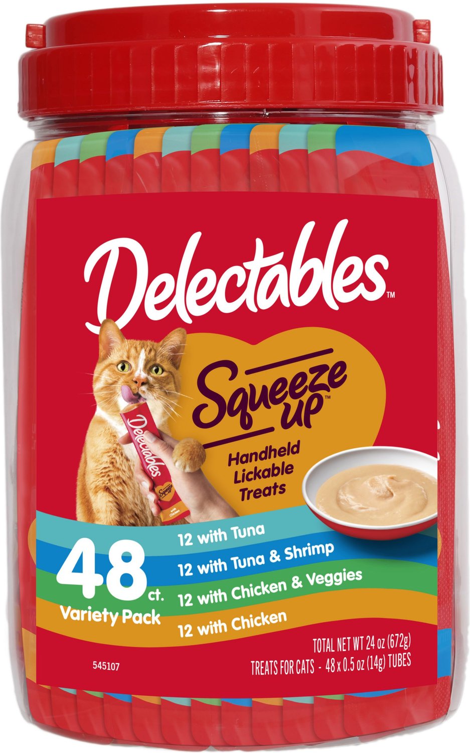 HARTZ Delectables Squeeze Up Variety Pack Lickable Cat Treats, 48 count
