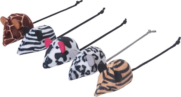 Frisco Animal Print Plush Mice Cat Toy with Catnip, 5 count slide 1 of 4