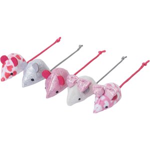 Frisco Glitter & Glam Plush Mice Cat Toy with Catnip, 5 count