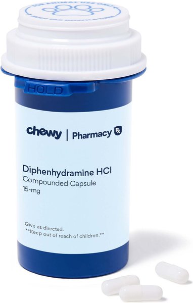 Diphenhydramine HCl Compounded Capsule for Dogs & Cats, 15-mg, 1 Capsule slide 1 of 7