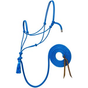 Weaver Leather Silvertip No. 95 Rope Horse Halter & 10-ft Lead, Blue