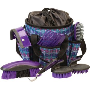 Weaver Leather 7-Piece Horse Grooming Kit, Purple Geo