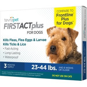 TevraPet FirstAct Plus Flea & Tick Spot Treatment for Dogs, 23 - 44 lbs, 3 Doses (3-mos. supply)