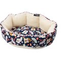 Petique Reversible Round Dog Bed, Shiba Inu Navy, Small