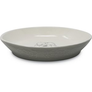 Pioneer Pet Magnolia Ceramic Dog & Cat Bowl, Gray, Oval