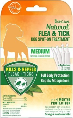 TropiClean Natural Flea & Tick Spot Treatment for Dogs, 35-75 lbs, slide 1 of 1