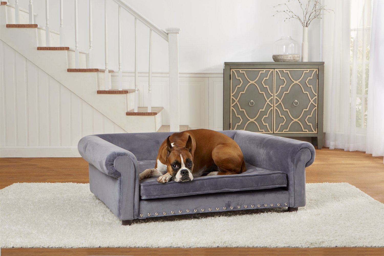 ENCHANTED HOME PET Jackson Dog Sofa, Grey, Large