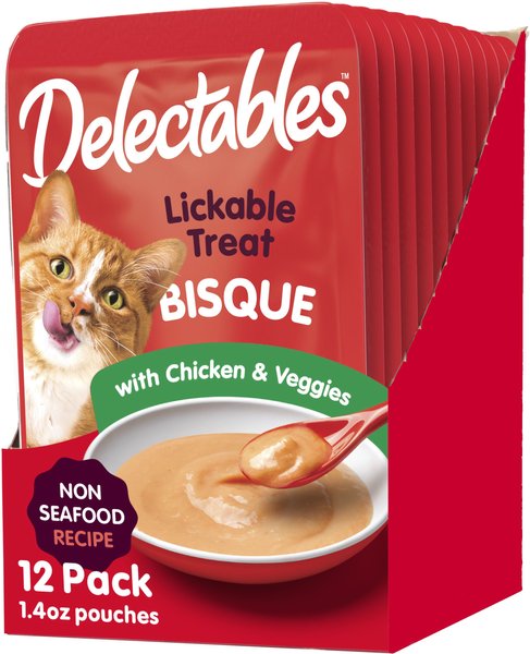 Hartz Delectables Bisque Non-Seafood Recipe Chicken & Veggies Lickable Wet Cat Treats, 1.4-oz, case of 12 slide 1 of 8