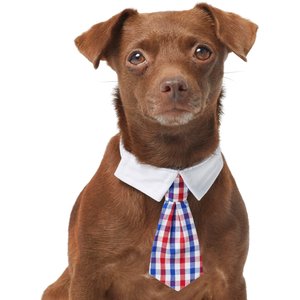 Frisco Plaid Dog & Cat Neck Tie, X-Small/Small, Red & Blue