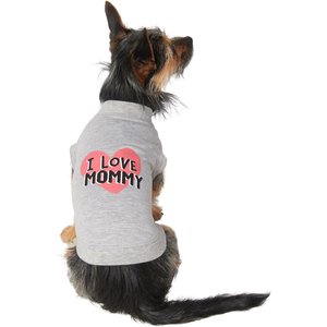 Frisco I Love Mommy Dog & Cat T-Shirt, Gray, Small