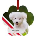 Frisco Peppermint Stripes Paw Shape Metal Personalized Ornament