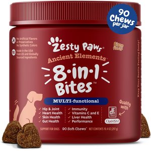 Zesty Paws Ancient Elements 8-in-1 Bites Bison Flavored Soft Chews Multivitamin for Dogs, 90 count