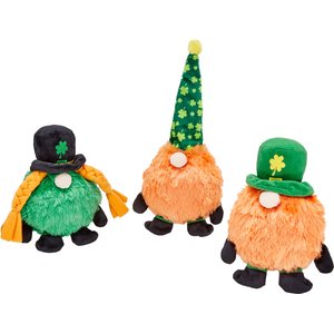 Frisco St. Patrick’s Leprechaun Gnome Plush Squeaky Dog Toy, 3 count
