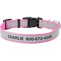 Frisco Polyester Personalized Reflective Dog Collar, Medium - Neck: 14 - 20-in, Width: 3/4-in, Pink