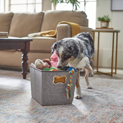 Frisco Rectangle Collapsible Pet Toy Storage Bin, Gray Basket Weave, slide 1 of 1