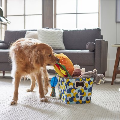 Frisco Rectangle Collapsible Pet Toy Storage Bin, Yellow Geometric, slide 1 of 1
