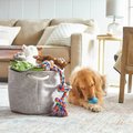 Frisco Round Collapsible Pet Toy Storage Bin, Gray Basket Weave