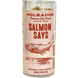 Polkadog Salmon Says Training Bits Crunchy Dehydrated Dog & Cat Treats, 2-oz tube