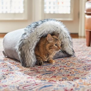 Frisco Fur Snuggle Sack Cat Covered Bed, Gray