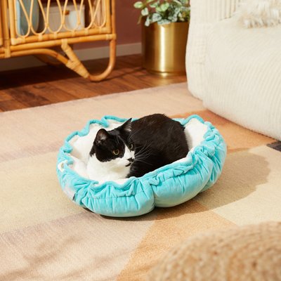 Frisco Flower Adjustable Cat & Dog Bolster Bed, Teal, slide 1 of 1