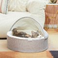 Frisco Hooded Zipper  Cat Covered Bed, Gray Basket Weave, Small